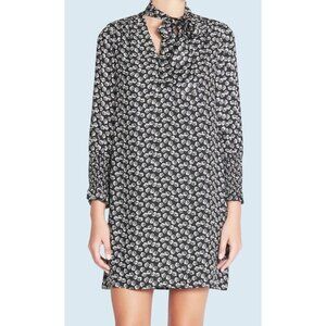 REBECCA TAYLOR Rue Floral Tie Neck Black & White Dress Size 2